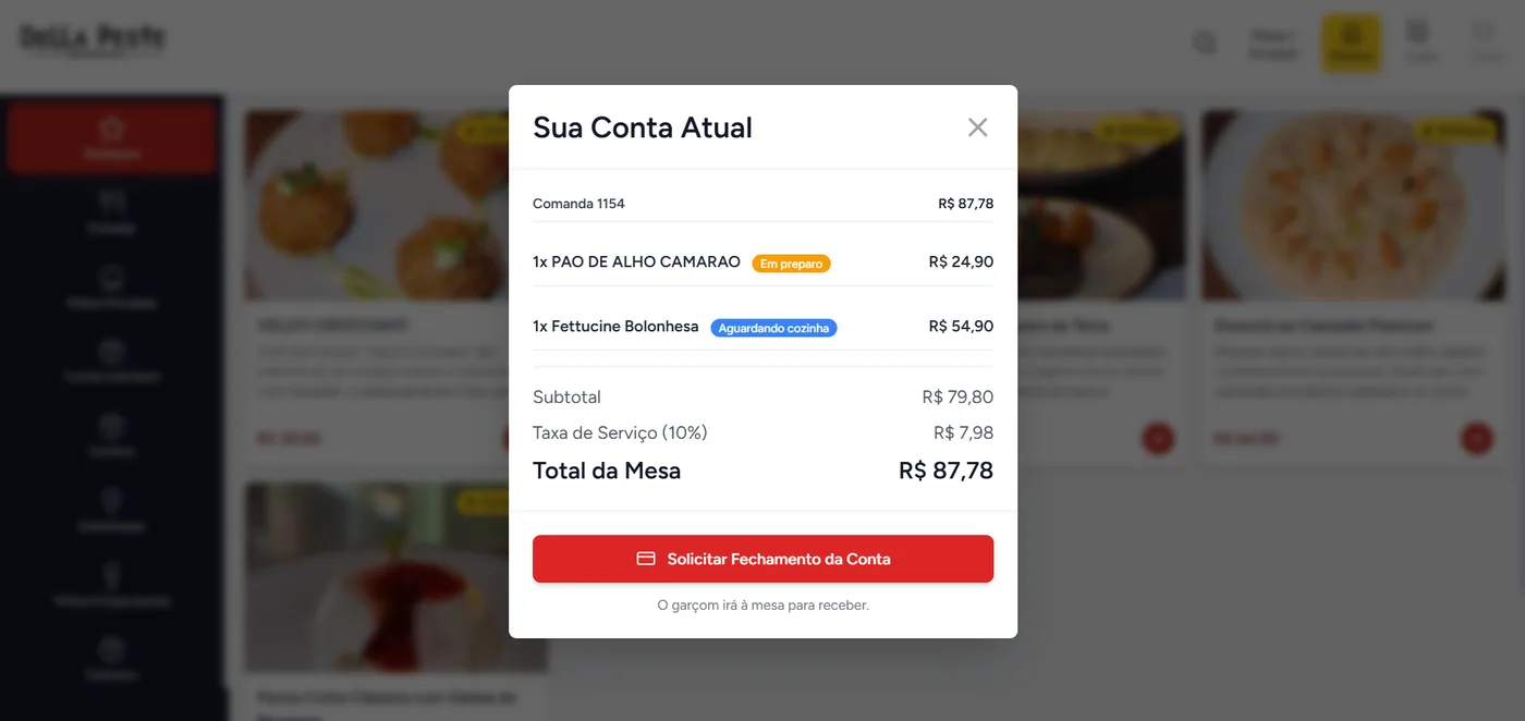Tablet de mesa com cardápio digital Minichef